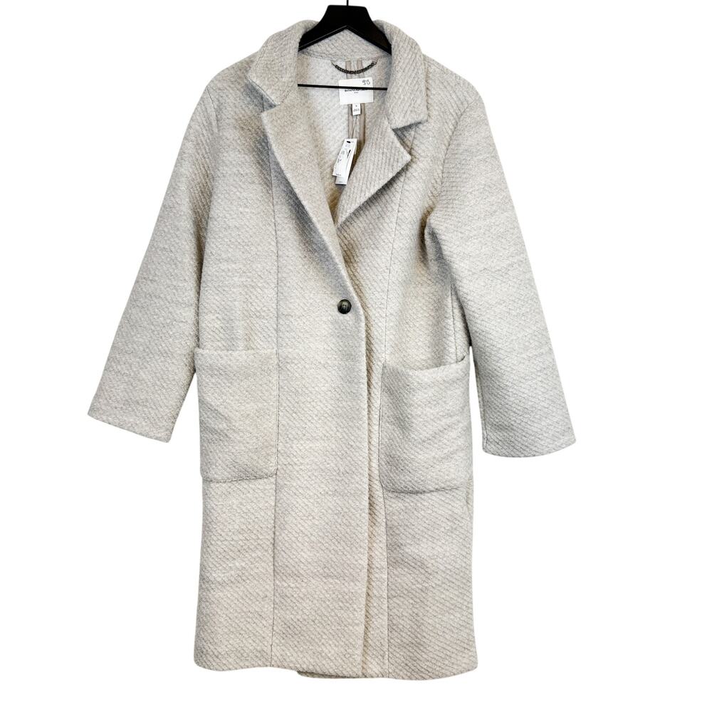 New Banana Republic Womens Long Knit Wool Twill Coat light Grey Heather $180 - S